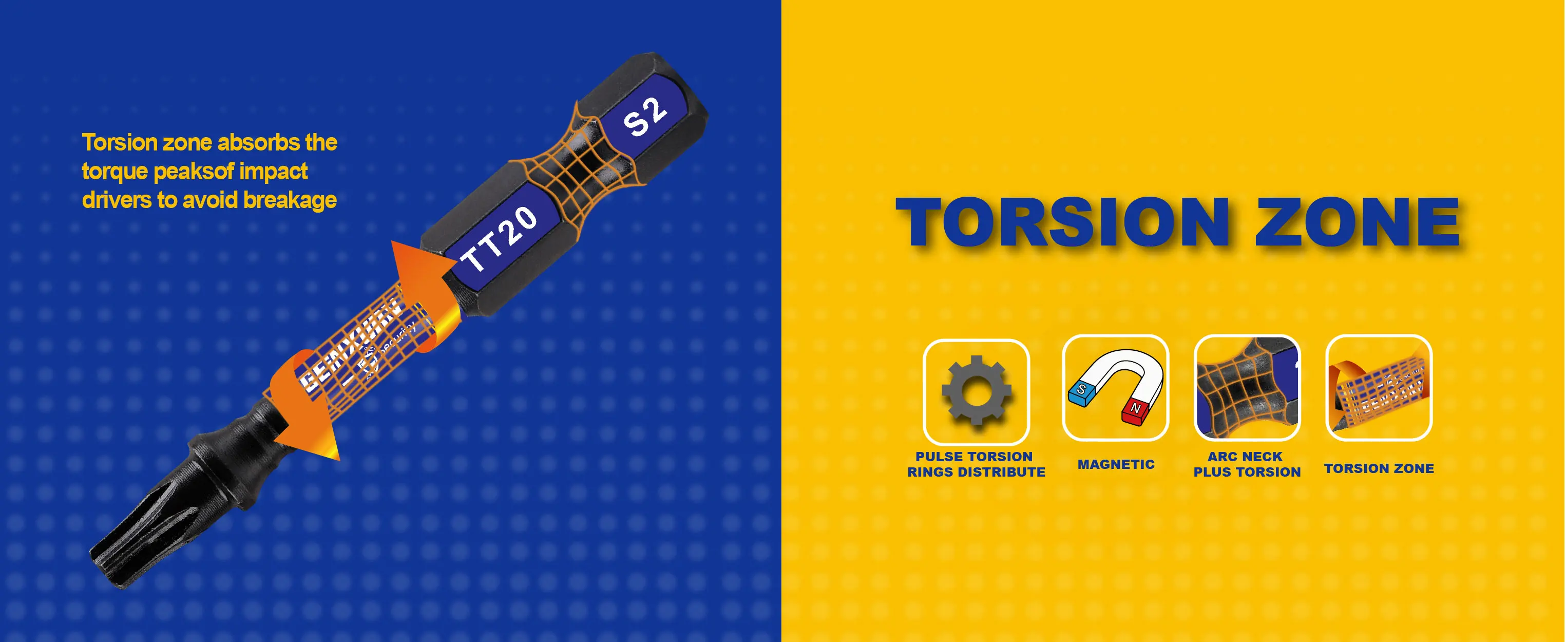Geinxurn 2-Zoll-Impact Robustes magnetisches Power-Bit-Set, Sicherheits-Torx-Kopf-Power-Bits, S2-Schraubendreher-Bit-Set aus legiertem Stahl mit Stern TT20 – Detail 6