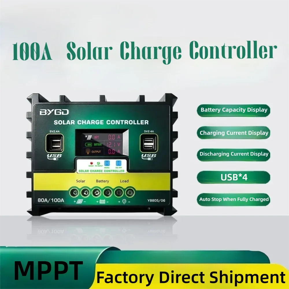 MPPT 100A Solar Charge Controller Auto Recognition 12V 24V 48V 96V PV Charging Discharging Dual USB Output LCD Display — купить у AliExpress WW