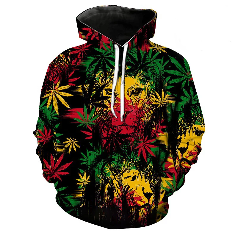 

3D Printed Weeds Leaf Hoodie For Men Colorful Plants Pattern Long Sleeves Casual Sweatshirt Unisex Loose Hoodies Street Pullover