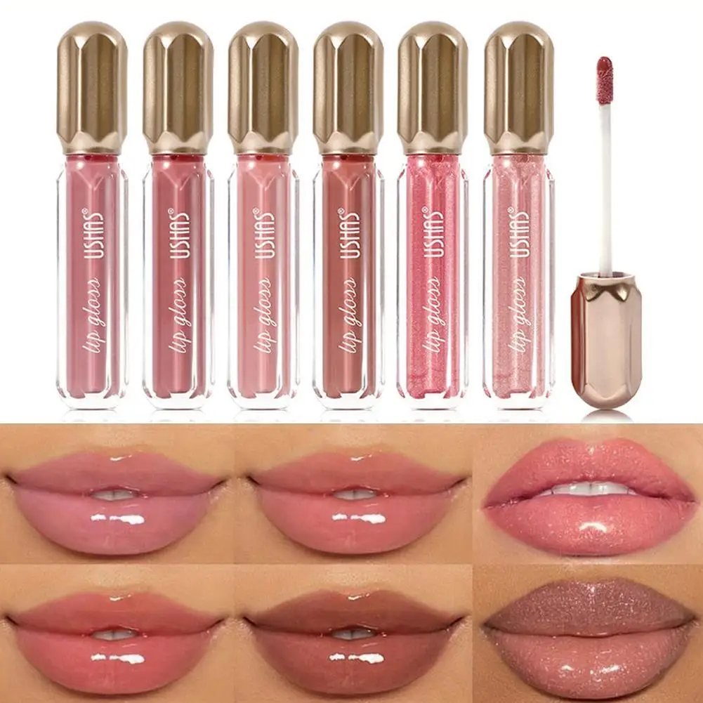 Gloss labial pérola espelhada para mulheres, batom hidratante duradouro, brilho brilho brilho, cosméticos maquiagem, 6 cores