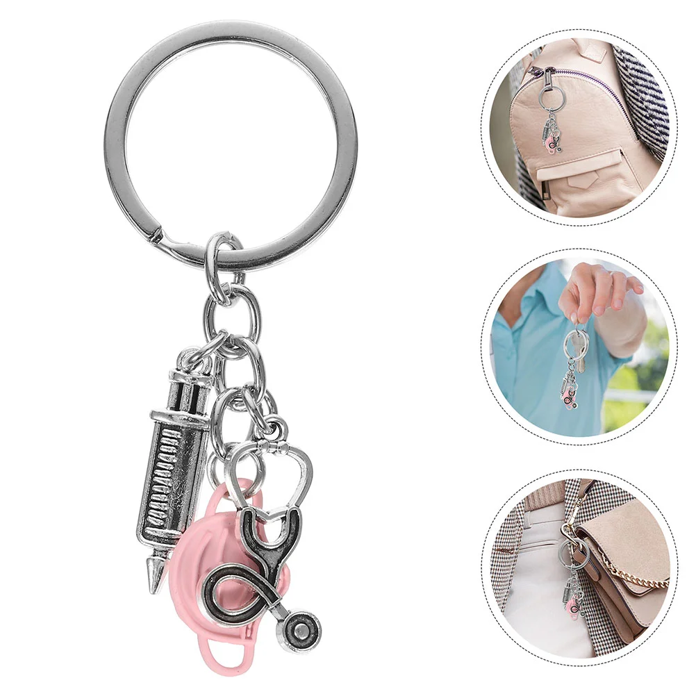 

2 Pcs Doctor Mask Keychain Accessories Bags Keychains Pendant Zinc Alloy Party Supplies Nurse Unique Holders