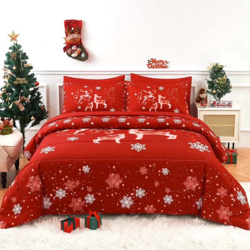 

Christmas King Size Comfortable Set, 3 Pieces Bed in a Bag, Bedding Sets with Comfortable