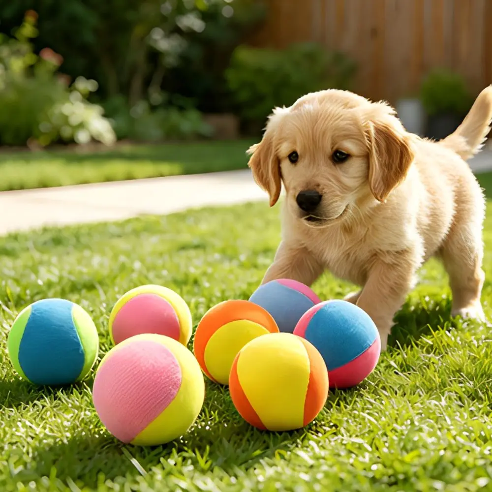 2/7pcs Random Color Soft Fabric Dog Balls 6cm Interactive Chew Play Balls Puppy Outdoor Throwing Training Pet Toys YMY