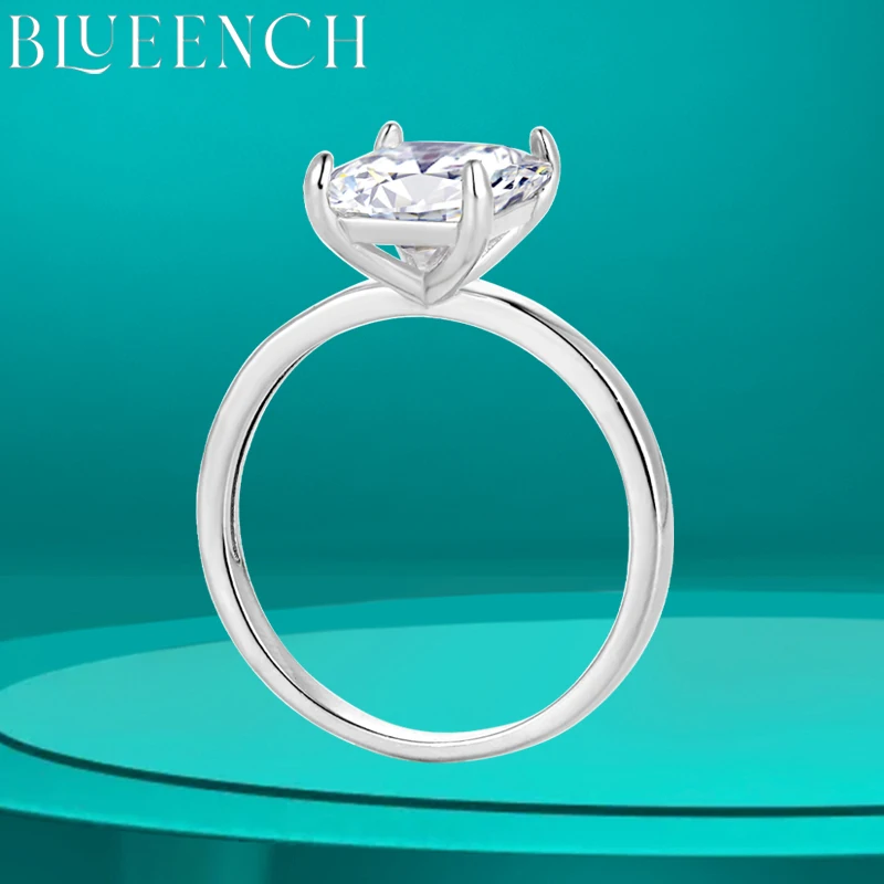 BLUEENCH 4ct Emerald Moissanite Ring s925 Sterling Sliver Plated 18k White Gold Wedding Band Engagement Rings For Women