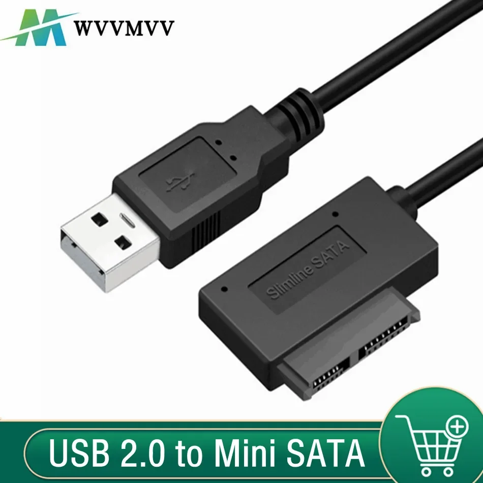 USB 2.0 To Mini Sata II 7+6 13Pin Adapter Converter Cable for Laptop CD/DVD ROM Slimline Drive Converter HDD Caddy