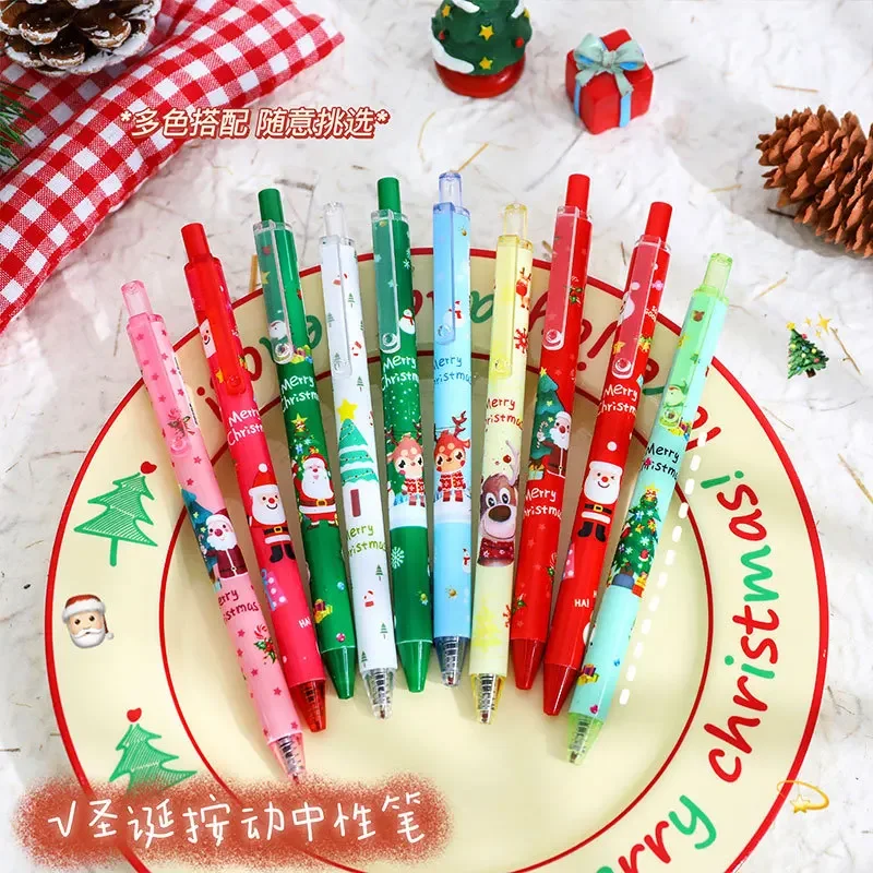 24Pcs cartoon Christmas series gender-neutral pen, cute students press the signature pen, creative Christmas gift stationery