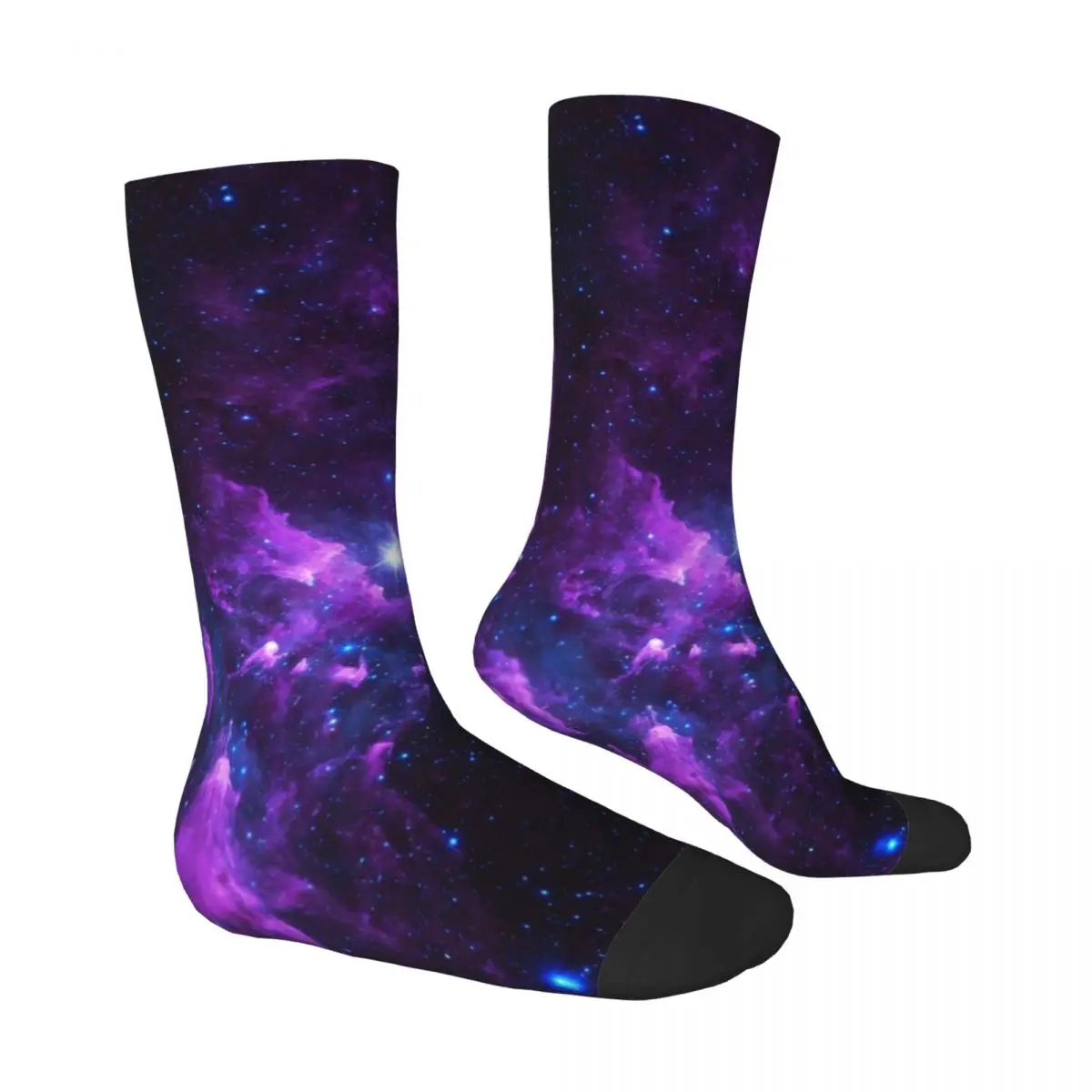 Purple Galaxy Socks Colorful Print Kawaii Stockings Autumn Anti Bacterial Female Socks Soft Custom Cycling Socks