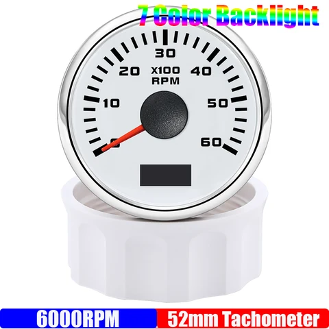 2 "52 мм тахометр, 7 цветов, 3000,4000,6000,7000,8000 об/мин, измеритель часов для морской лодки, автомобиля, 12 В, 24 В, водонепроницаемый, IP67, на заказ