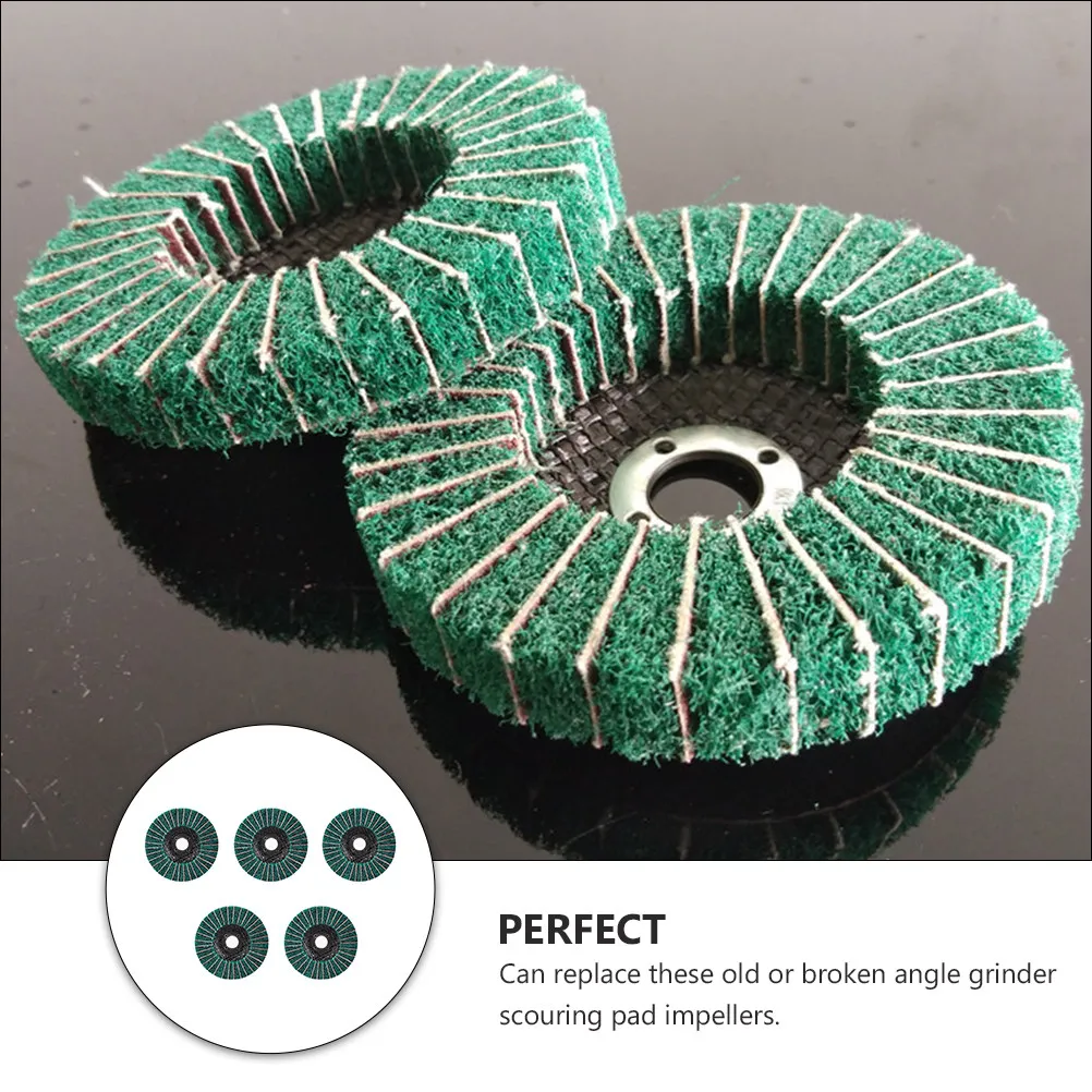 5pcs Grinder Scouring Pad Impeller Replacement High Grinding Wheel For Metal Wood Deburring