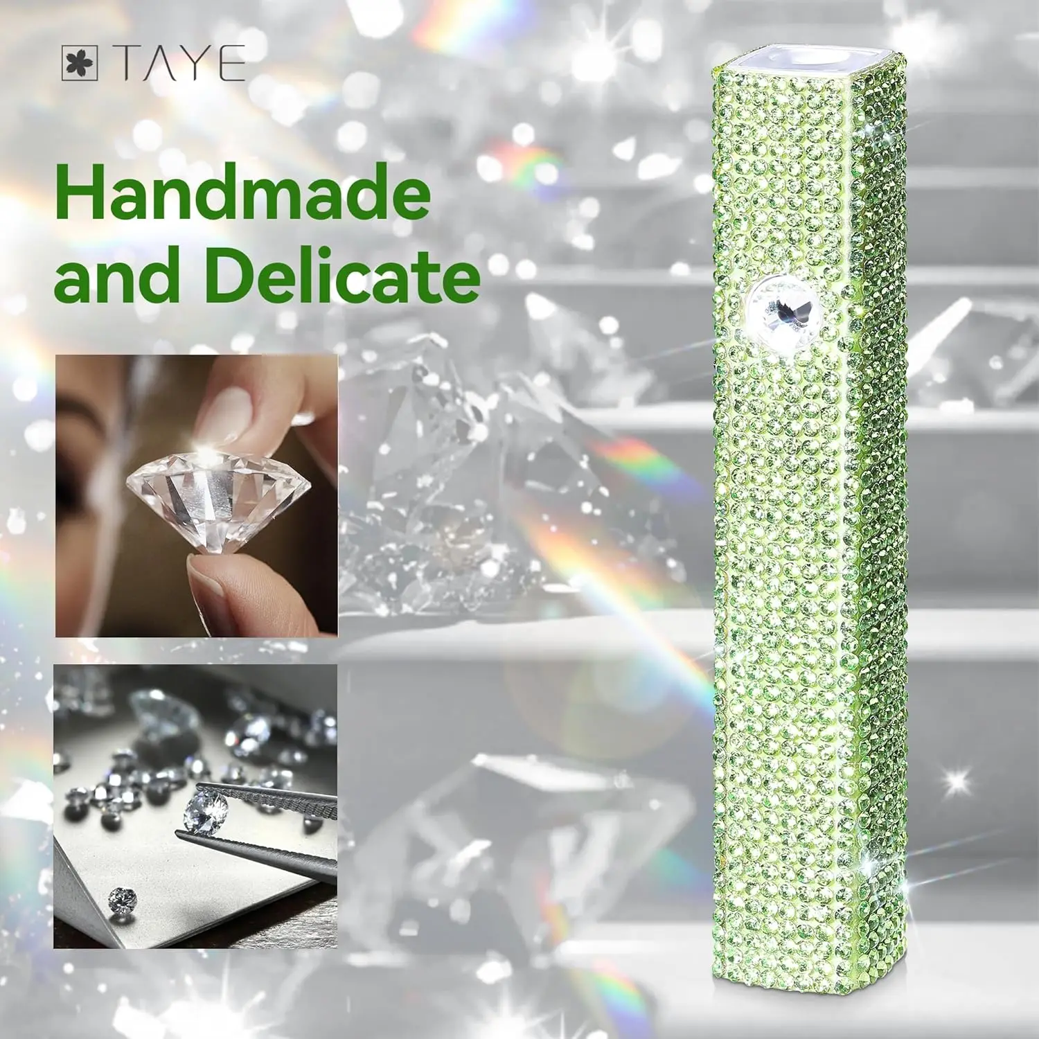 مصباح أظافر محمول بالأشعة فوق البنفسجية، ملصقات أظافر جل للأشعة فوق البنفسجية، معالجة سريعة، مجفف أظافر جل USB، ألماس أخضر شاحب