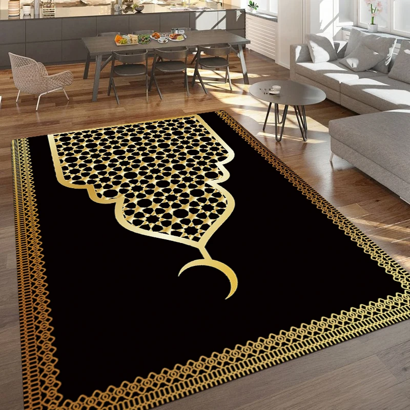 

Persian Style Gold Pattern G Printed Rectangle Carpet Rug For Bedroom Living Room Fluffy Bathroom Rug Nonslip Mat Home Decor