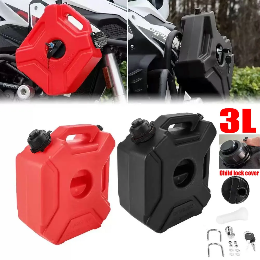 

3L NEW Child Lock Fuel Tank Petrol Cans Gas Barrels Can Spare Water Container with Spout Adjustable Jerrycan For Motorcycle SUV