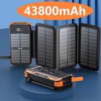 43800mAh Solar Power Bank Fast Wireless Charger Powerbank for iPhone 16 Samsung S24 Huawei Xiaomi PD 20W Fast Charging Powerbank