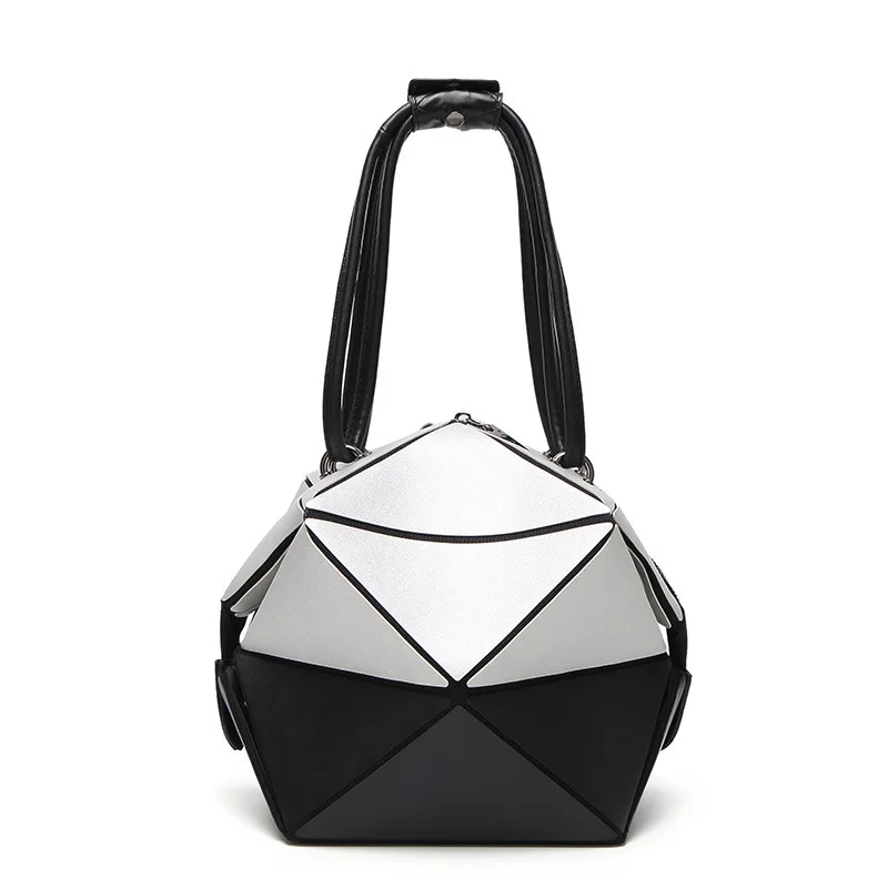 Leisure and environmentally friendly handbag, versatile folding shoulder bag, patent leather geometric diamond bag