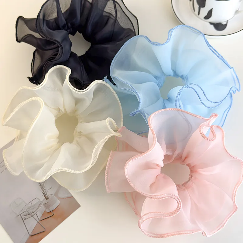 Ballet Style Double-Layer Mesh Intestine Hair Ring Headwear, Mesh Ears Folded Pleats Meatball Hair Ring - view 2