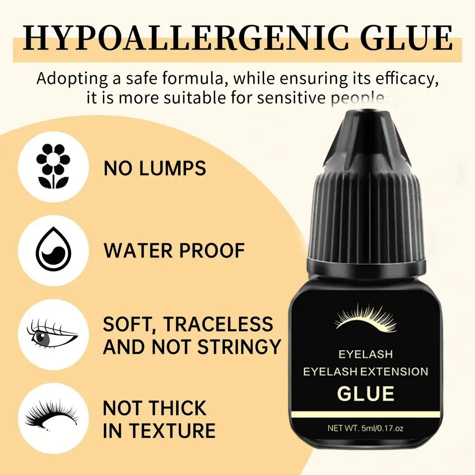 Eyelash Glue Extension Supplies 5g Second Dry Lash Glue for False Eyelash Waterproof Adhesive Lift Adhesive Retention 7-14 days