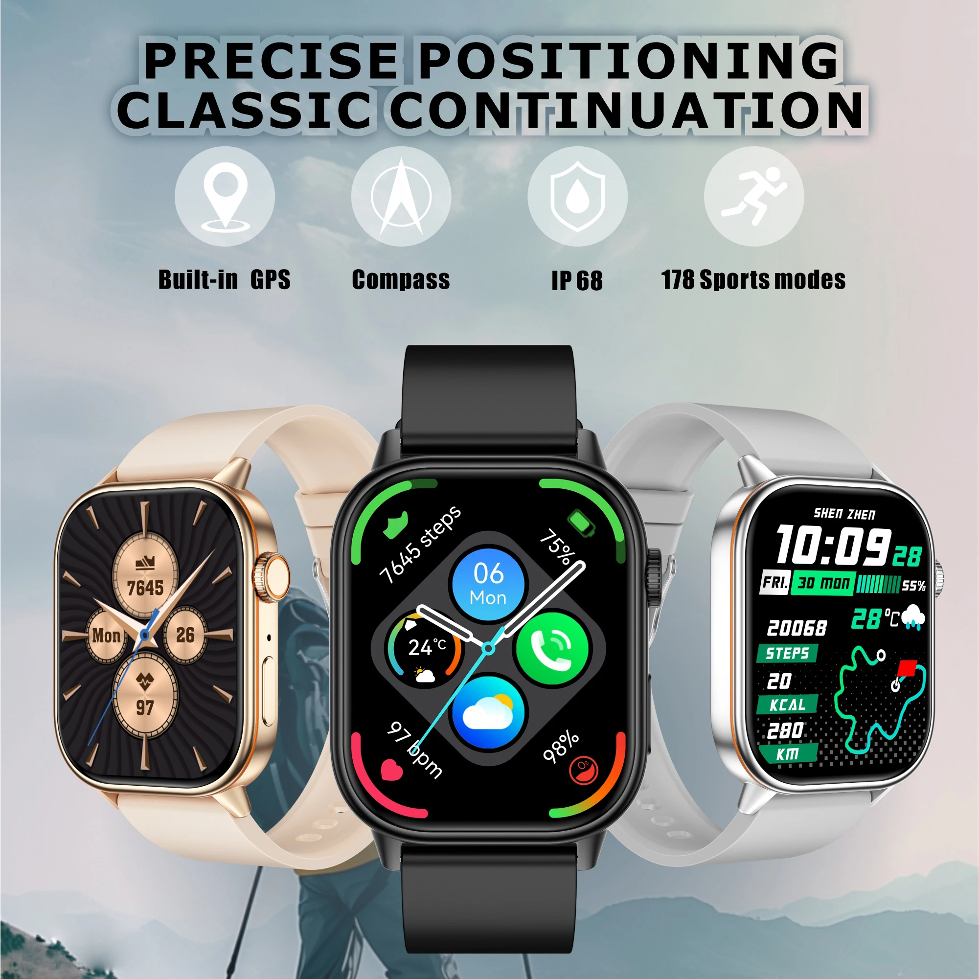 New Ciberer QX17 GPS Smart Watch, Ultra-large Display