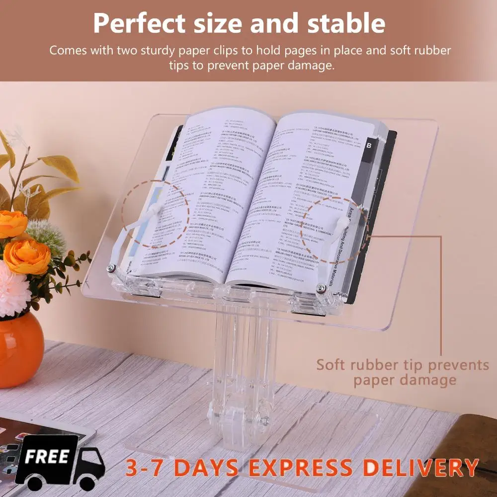 

180° Rotation Acrylic Tablet Stand Adjustable Swivel Tablet Stand Transparent Holder Desk Stand for iPad Book Desktop Holder