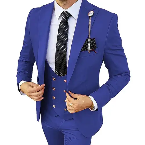 Imagen 2 del producto Trajes formales de boda de 3 piezas para hombre, esmoquin para novio, trajes de negocios ajustados, chaqueta con solapa de pico, traje para hombre (Blazer + pantalones + chaleco)