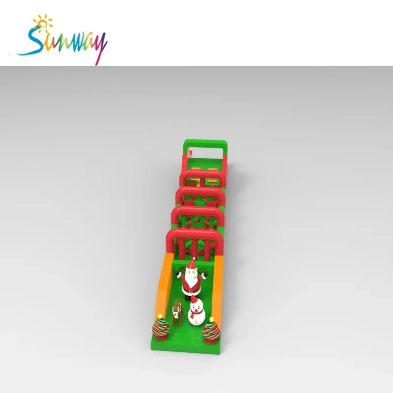 Giant Inflatable Christmas Obstacle Course, Christmas Theme Games Equipment , Xmas Obstacle Gmaes for Party