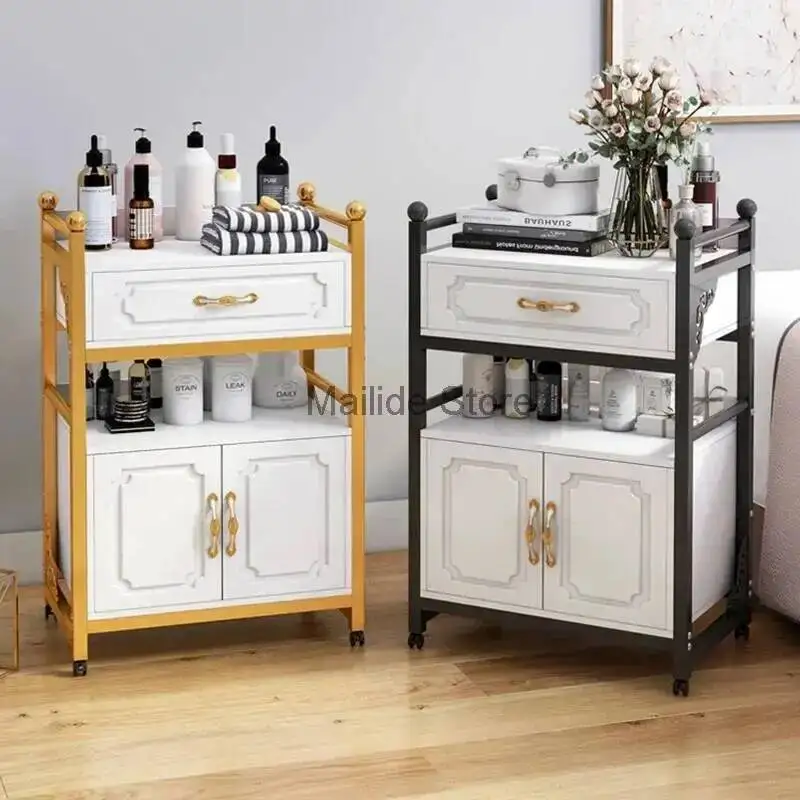 

Luxury Household Trolleys Salon Iron Light Art Storage Cabinet Simple Salon Furniture Storage Removable Manicure Tool Trolley