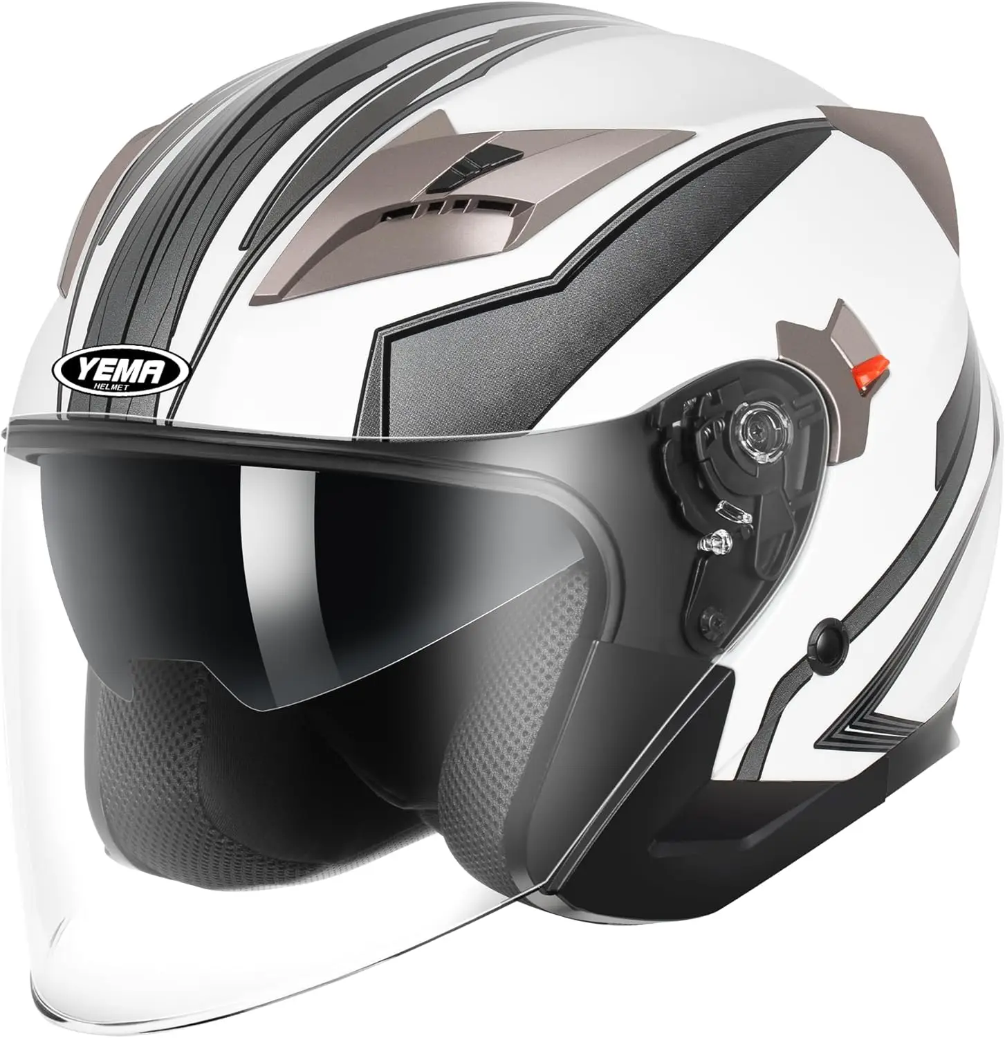 

Open Face Motorcycle Helmets DOT Approved 3/4 Moped Helmet Dual Visor Quick Release Buckle Helmets for Adults Motorcycle Men Wom