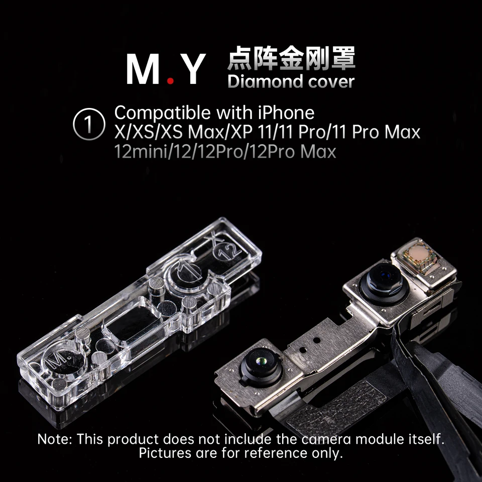 Protector de Lente de Cámara Frontal YCS M.Y, 4 Piezas de Cubierta de Diamante Antipolvo para Face ID, Repuesto para iPhone X-17 Pro Max 2