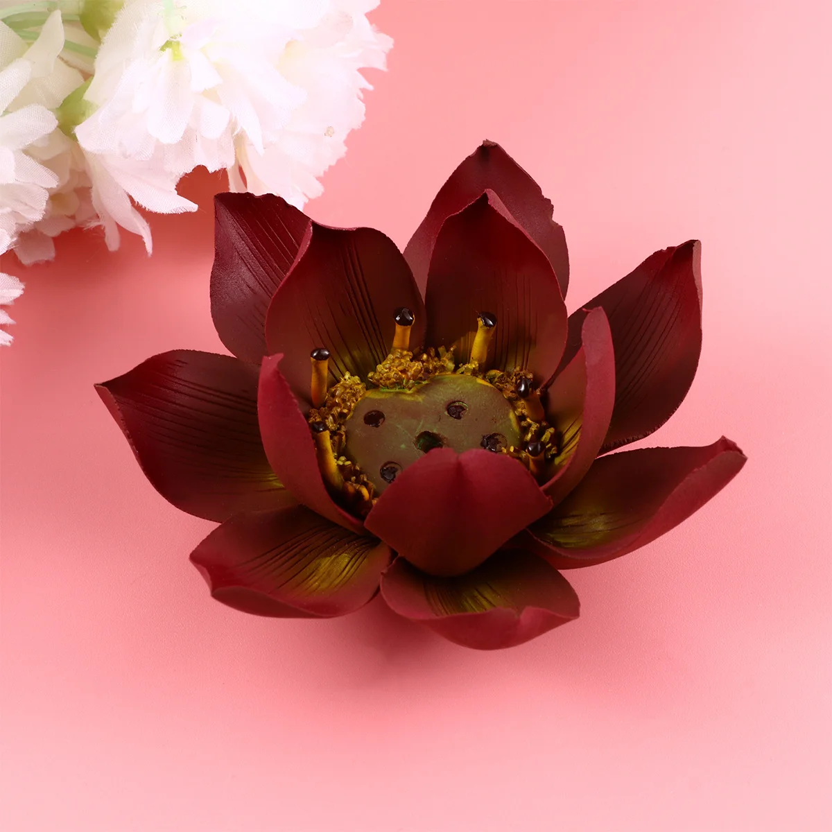 

1PC Ceramic Lotus Incense Holder Crafts Pure Handmade Lotus Incense Burner Household Lotus Incense Burner Snow Area Red-