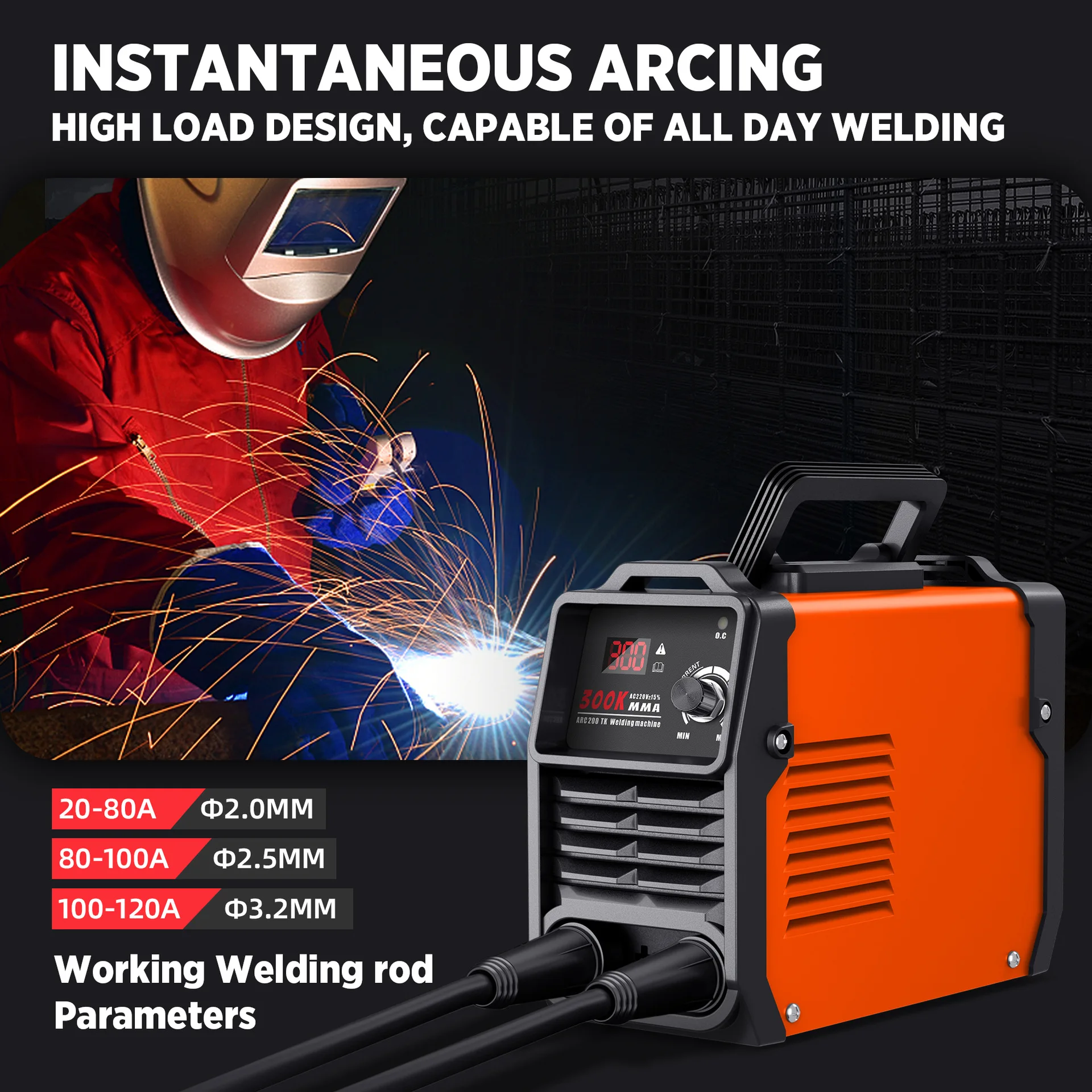 MMA300 Arc Welder Machine Dc Inverter Welder with Digital Display Portable Welding Machine 250 Amp 110V Mini LED Display