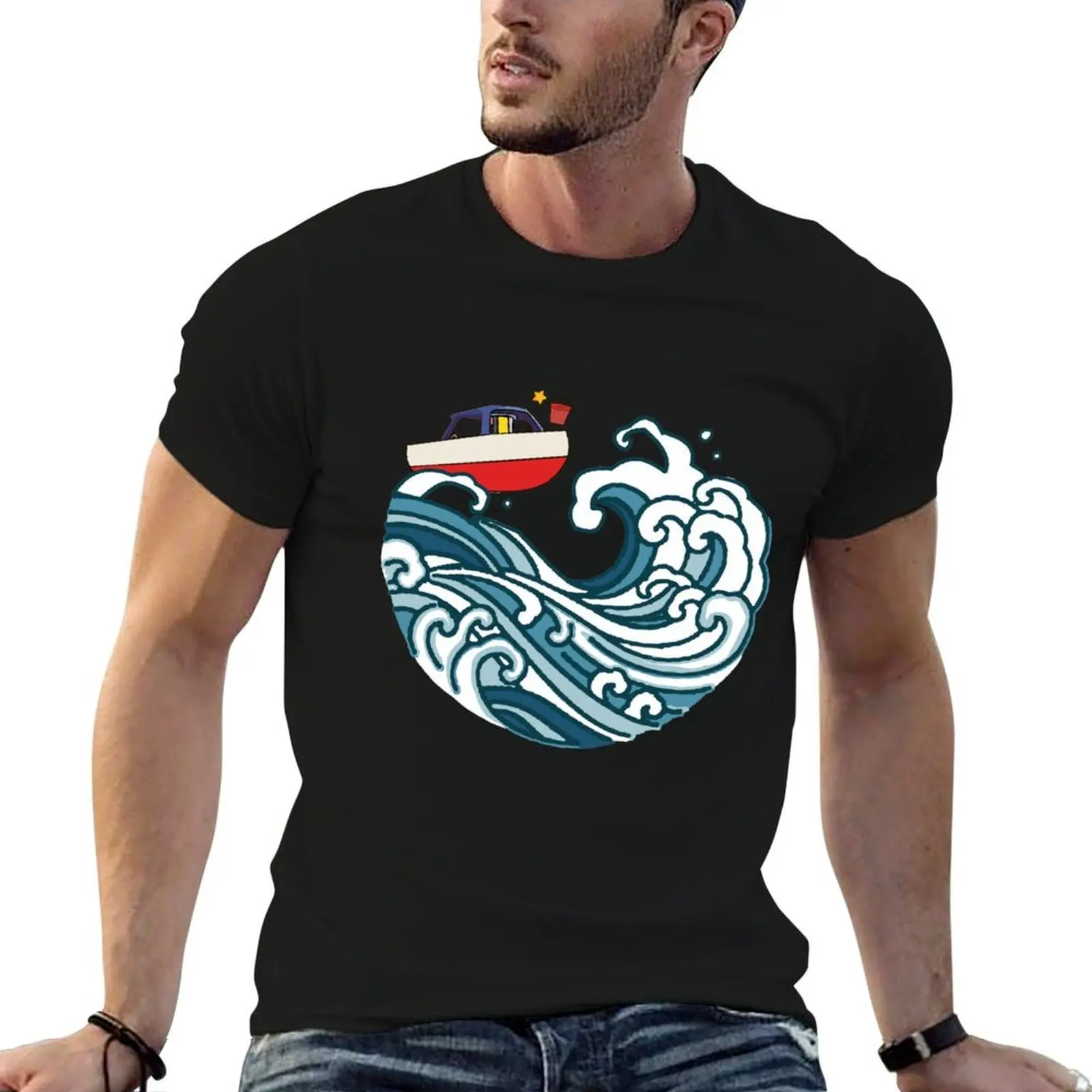 boat on big wave T-Shirt Funny t-shirts topping heavyweight t shirts for men