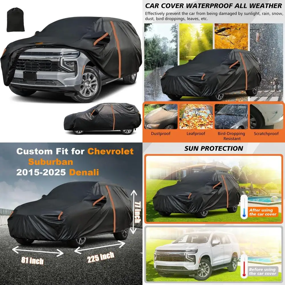 

All-Weather Outdoor SUV Car Cover Custom Fit Waterproof with Zipper Door for 2004-2025 Models, Suitable for Large SUVs, Heavy Du