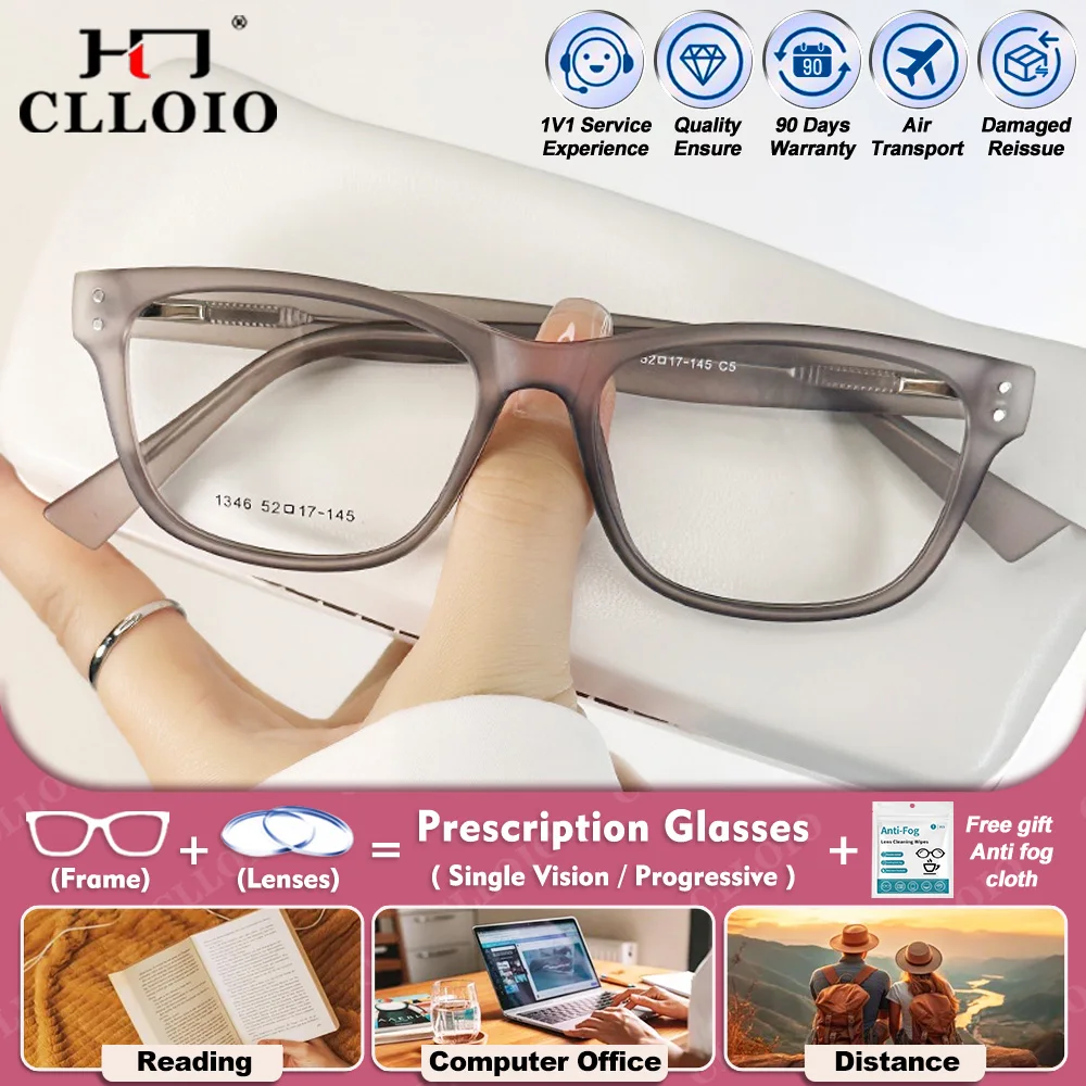 

CLLOIO New Square Anti Blue Light Optical Prescription Glasses Women Photochromic Myopia Eyeware Progressive Computer Eyeglasses