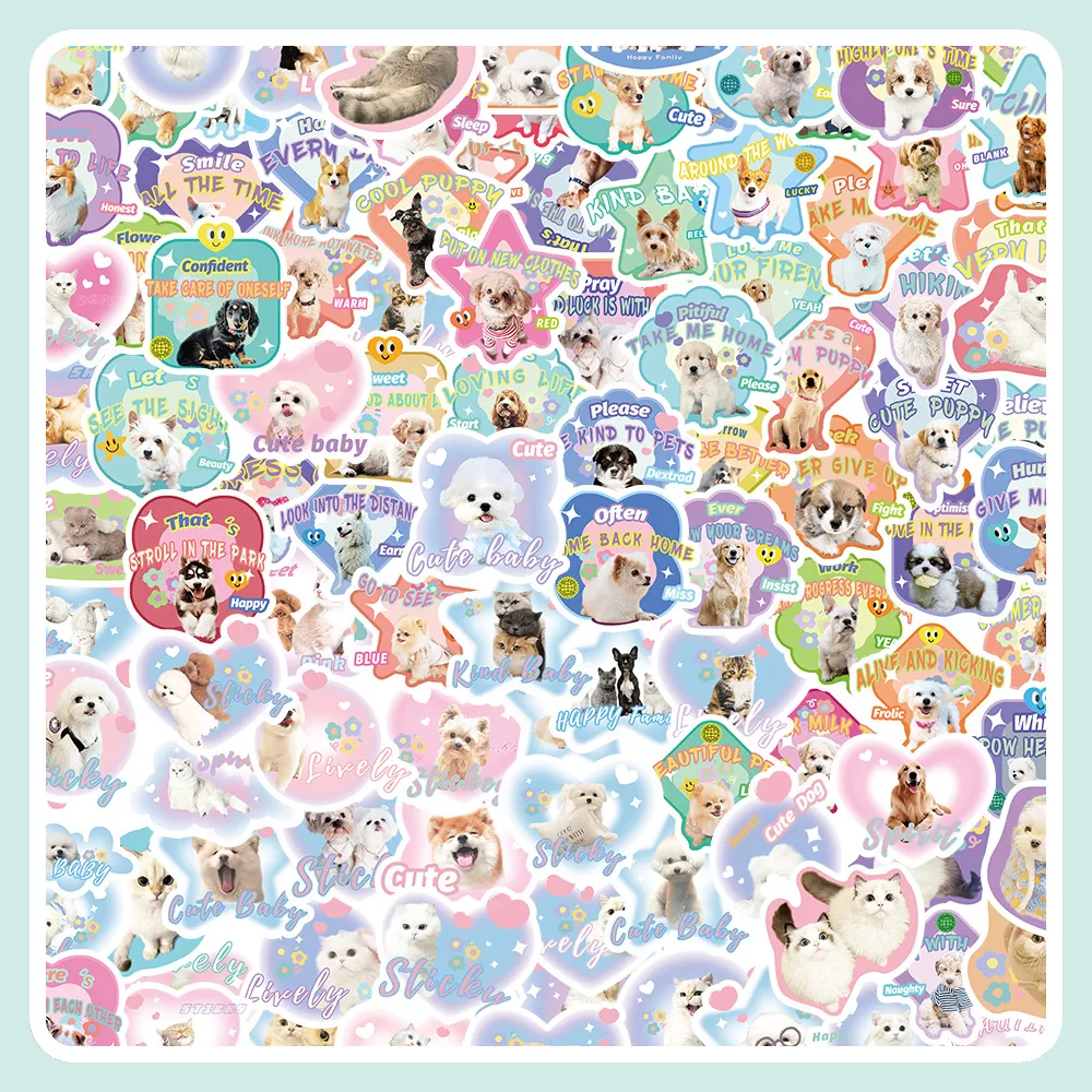 10/30/60/120PCS Cute Pet Dog Cat Stickers Cartoon Decals DIY Waterproof Scrapbook Phone Suitcase Skateboard Fridge Graffiti Toys