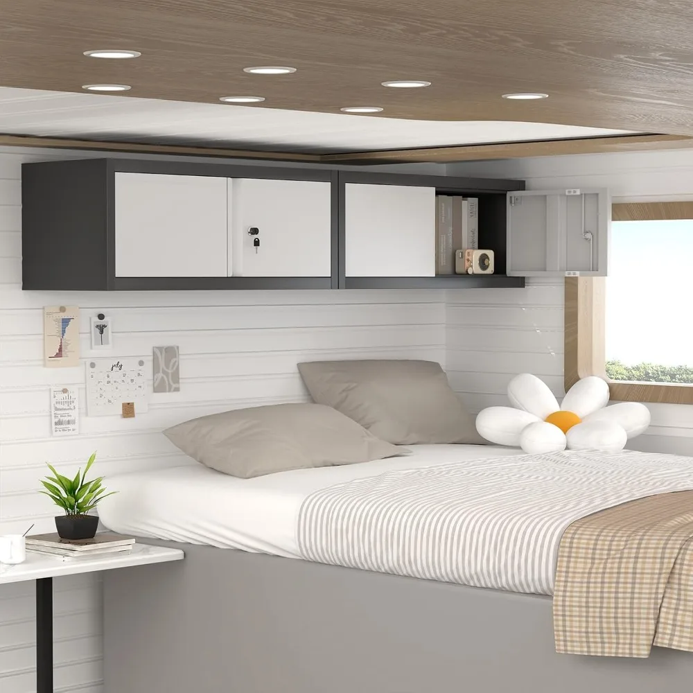 Шкаф с металлическим замком, настенное крепление для гаражного шкафа высотой 12,8 дюйма, стальное хранилище с дверцами и полками, плавающая организация хранения для