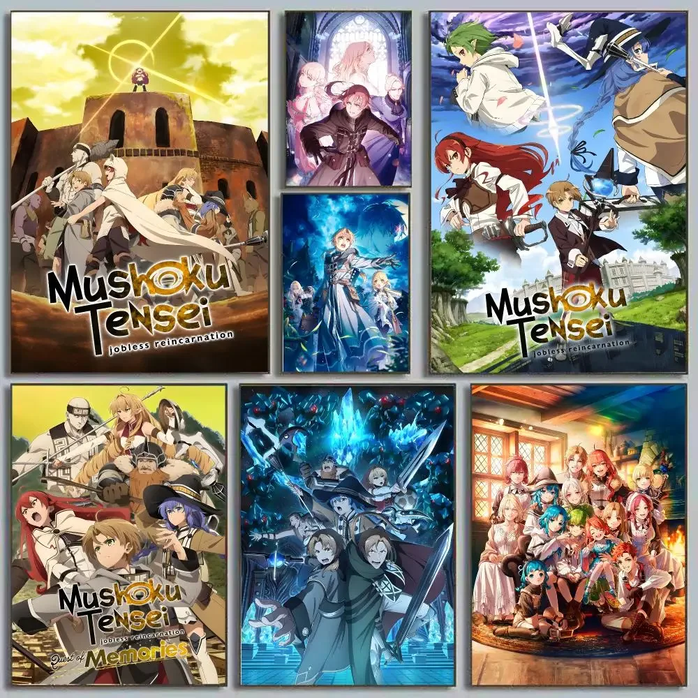 Mushoku Tensei Jobless Reincarnation Rudeus Greyrat Isekai Redemption Calligraphy Poster Eco-Friendly Decor Frameless Canvas