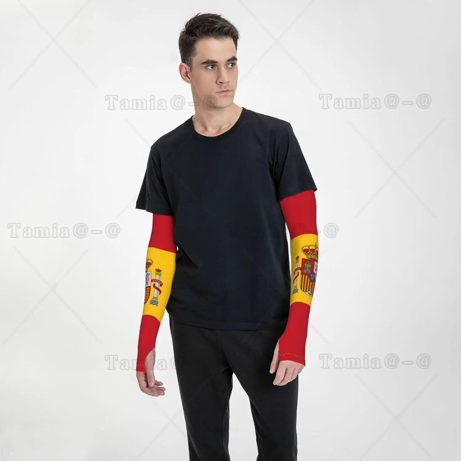 Mangas de braço com bandeira da Espanha fofas, proteção solar refrescante, mangas de bandeira esportiva para homens e mulheres