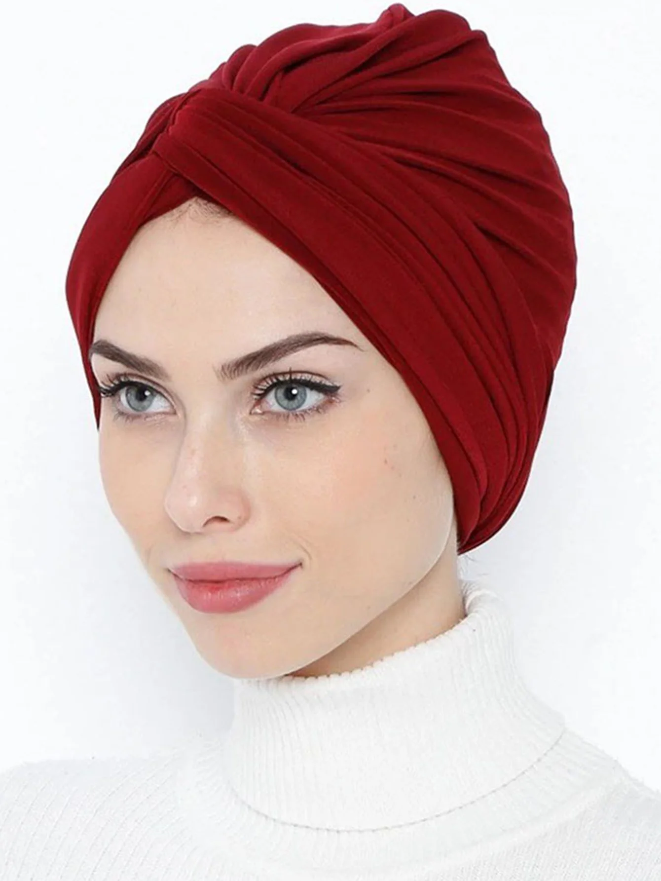 1pc Hijab Women Solid Color Instand Turban Wrap Scarf Headband Suitable For Daily Wear