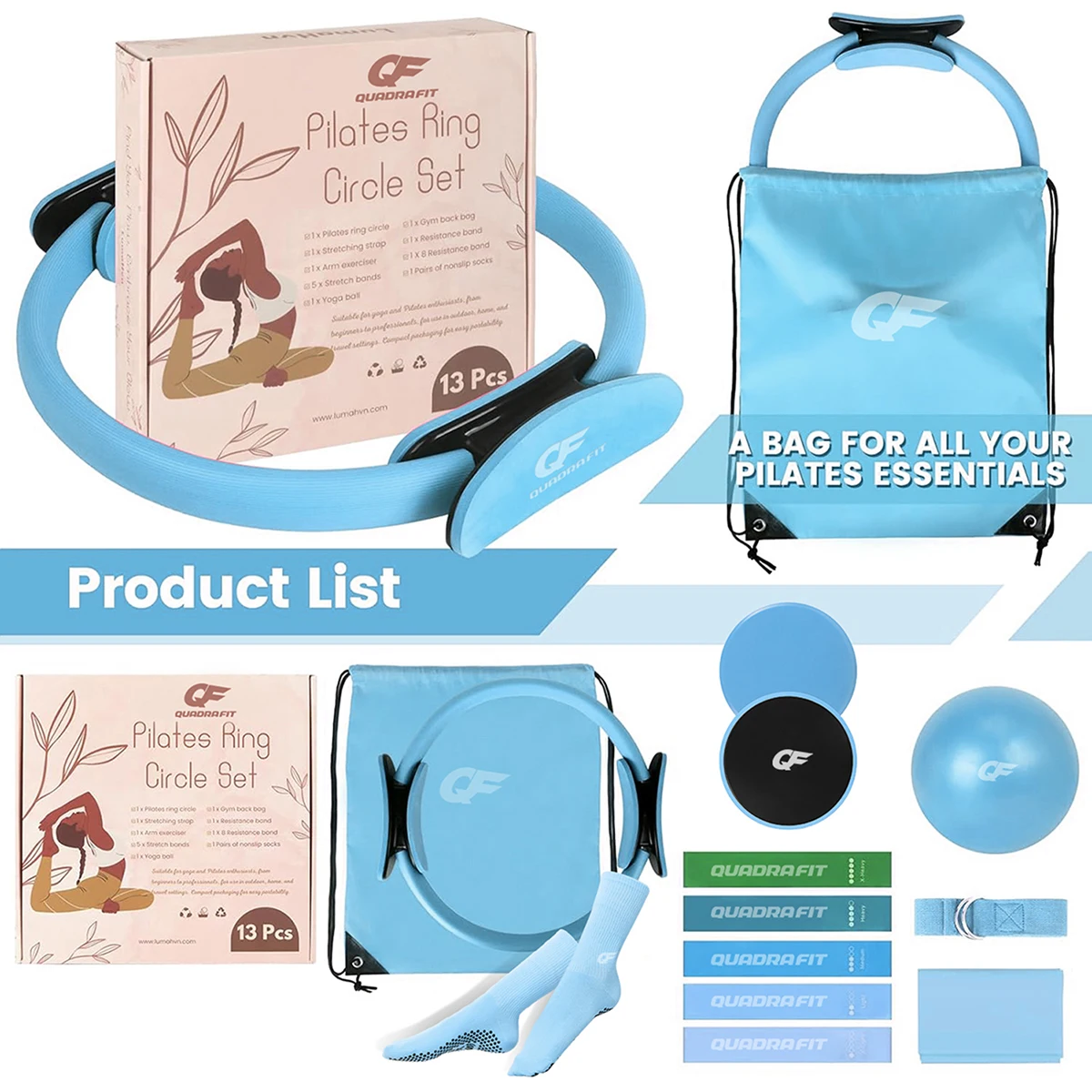 

Pilates Ring Lightweight Elastic Resistance Band Home Fitness Pilates Equipment Set PVC Mini Yoga Exercise Ball Magic Circle 2