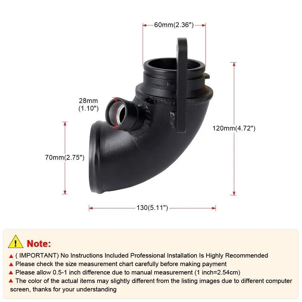 Picture 5: 90° High Flow Inlet Turbo Elbow Pipe For VW Golf MK7 GTI R Audi A3 S3 TT 2.0TSI Black