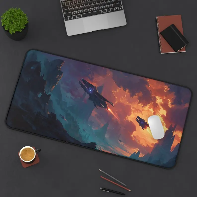 

Spaceship Mouse Pad, Office Keyboard Decoration Mat, Non-slip and Waterproof Gaming Mouse Pad Kawaii Desk Pad Gaming Accessories