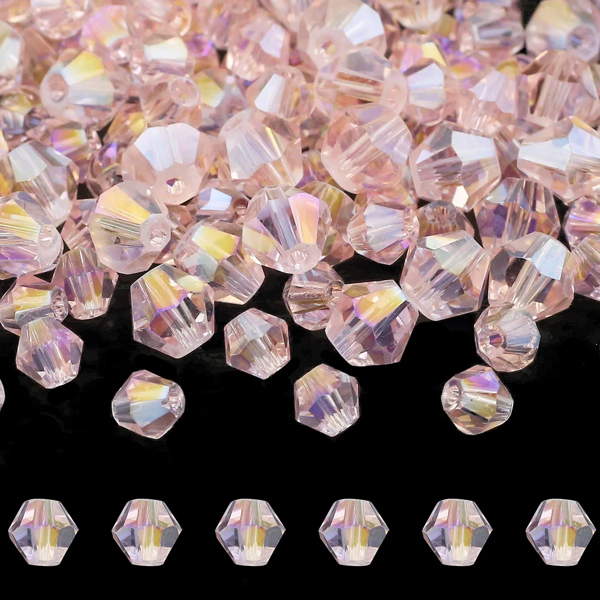 Pointy Rhombus Beads Austrian Crystal Pink AB Color Loose Spacers Beads For Jewelry Making DIY Bracelets 3/4/6/8mm 29-290pcs