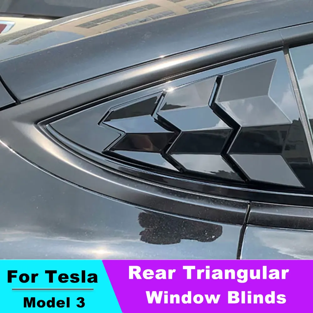 

For Tesla Model 3 2017-2023 Rear Triangular Window Blinds Decoration Spoiler Louver Shutter Cover Deflector Accessories