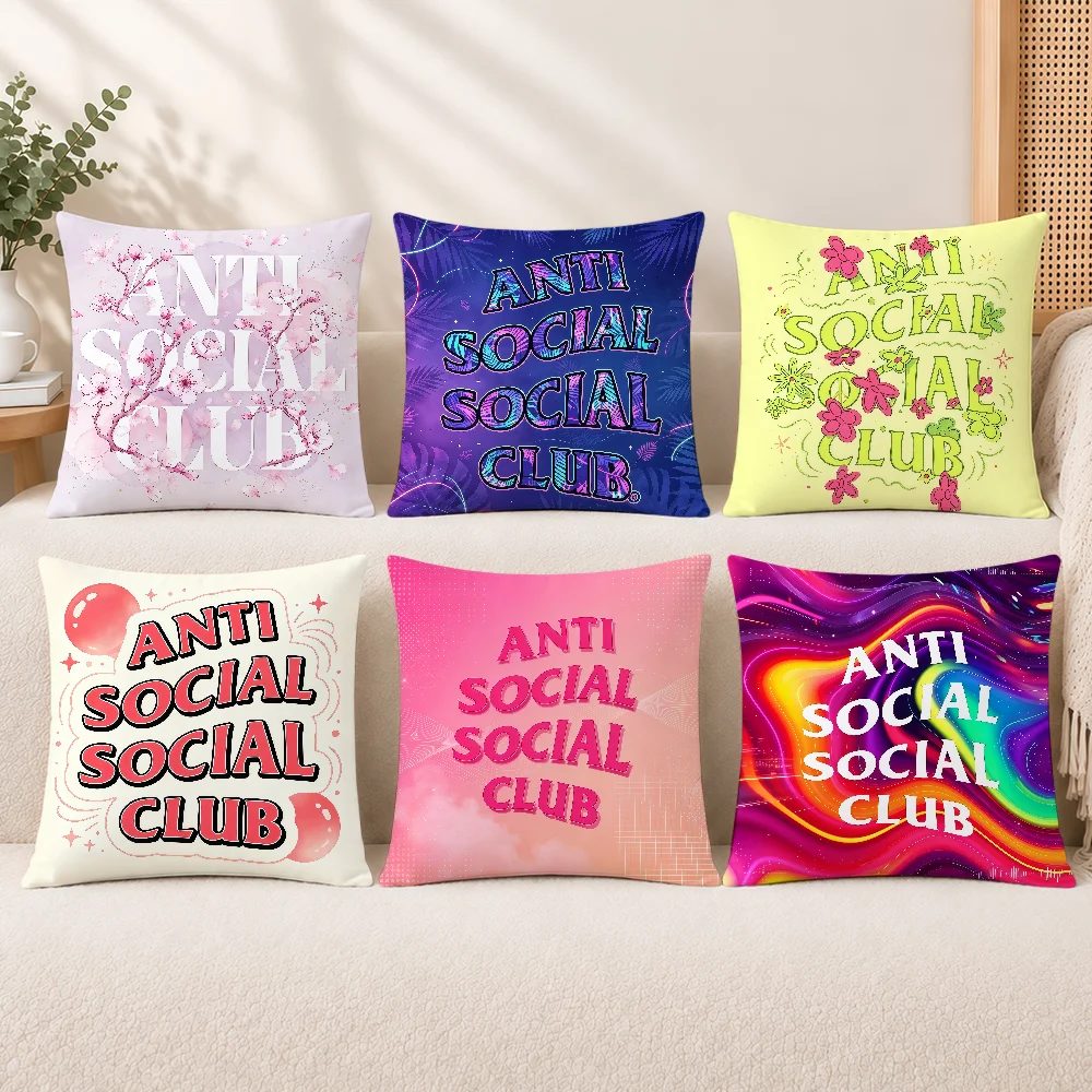 A-AntiS S-SocialS S-SocialS C-Club Cushion Cover Decorative Throw Pillow Modern Square Romantic Couch Sofa Bed Car