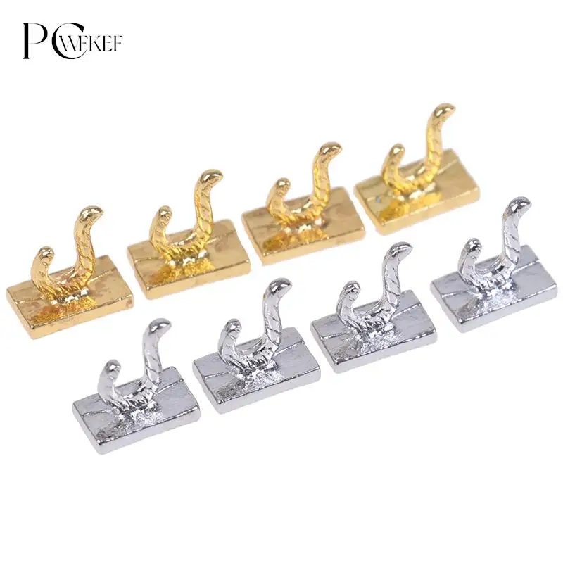 Hot sale 4pcs 1:12 doll house Miniature Clothes Coat Hook Rack Metal Wall Hanger doll house Bathroom Accessories