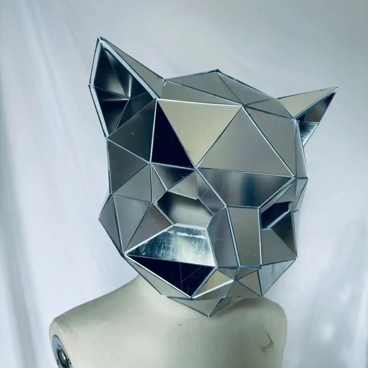 Mirror Chrome Plated Mask Metallic Animal Demon DJ Helmet for Festival Party Rave Costume Cosplay Halloween