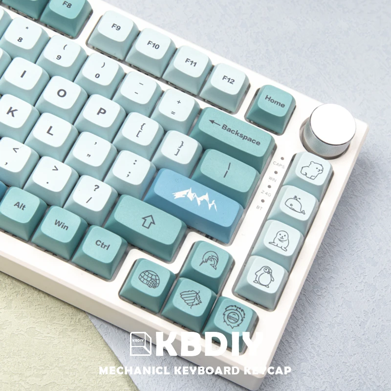 KBDiy 123keys/Set XDA Profile GMK Iceberg Keycaps PBT for DIY DYE-SUB Blue Custom Mechanical Keyboard Keycap for GK61 TM680