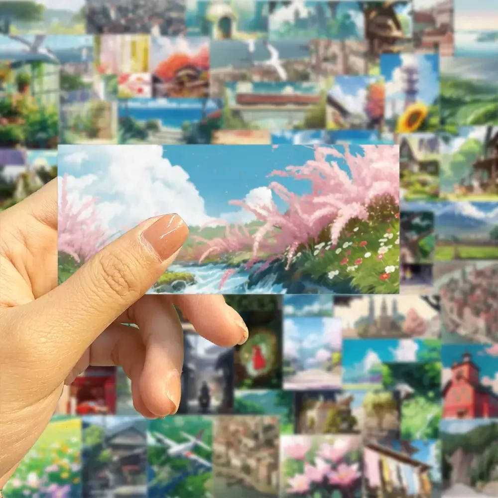 10/60PCS 일본식 애니메이션 풍경 풍경 스티커 DIY Scrapbooking 전화 노트북 수하물 스케이트 보드 데칼 스티커 아이 장난감