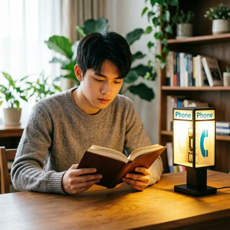 Retro British Phonebooth Lamp Tall Vintage Night Table Lamp For Kids Study Cafe Living Room Unique Home Decoration Hot Gifts