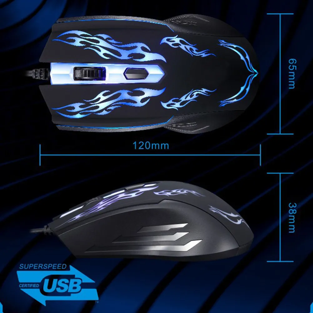 1600Dpi Optical Wired Game Mouse 4 Buttons Colorful Breathing Lights Easy Dpi Ergonomic for Playing Computer