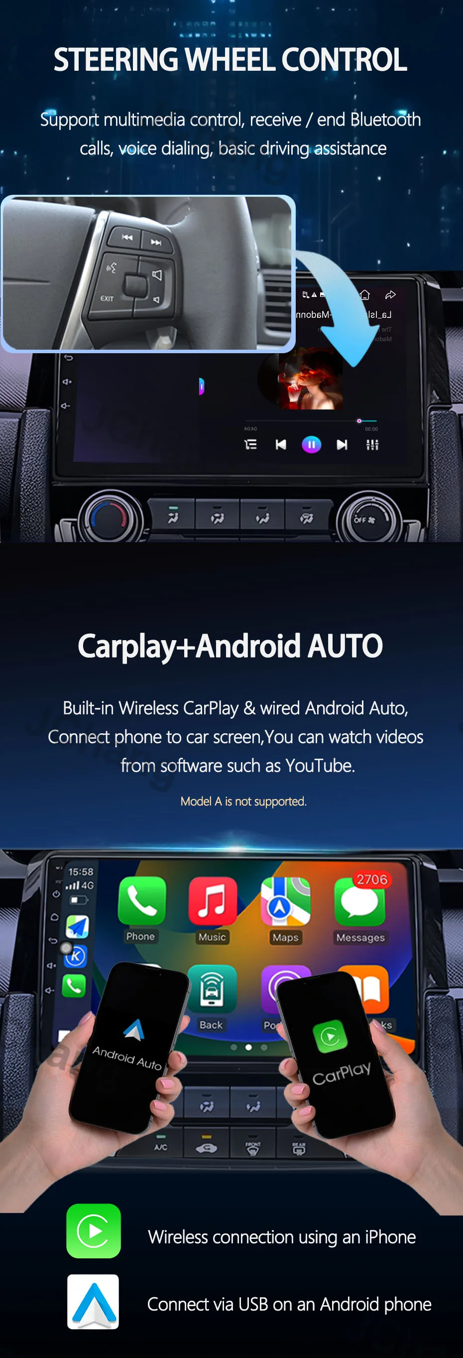 Systeme Android 15 Carplay Android Auto für Toyota Auris 1 E150 2006-2012 Multimedia Player GPS Navigation Auto Radio stereo BT – Detail 6
